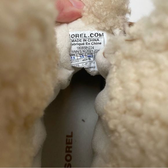 Sorel Joan of Arctic Mid Lace Up Wedge Elk Camel Brown Leather Shearling Lux 7.5 - Picture 6 of 6